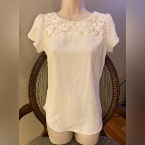 LOFT Cream Lace Accent Blouse
